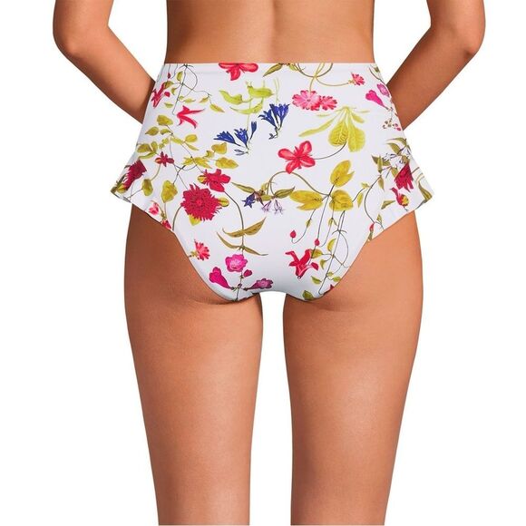 Land's End ruffle high waisted high leg bikini swim bottom multi garden floral 6 - Picture 6 of 7